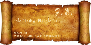 Füleky Milán névjegykártya